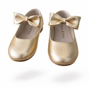 Gold Kids Shoes with Bow